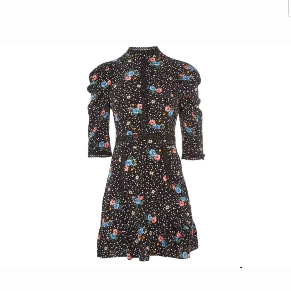 Topshop black floral dress corset back nwt